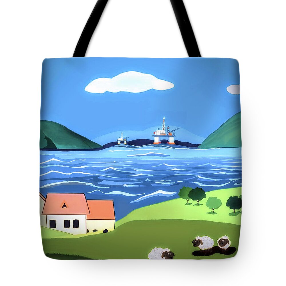 Cromarty Tote Bag featuring the digital art Sutars of Cromarty by John Mckenzie