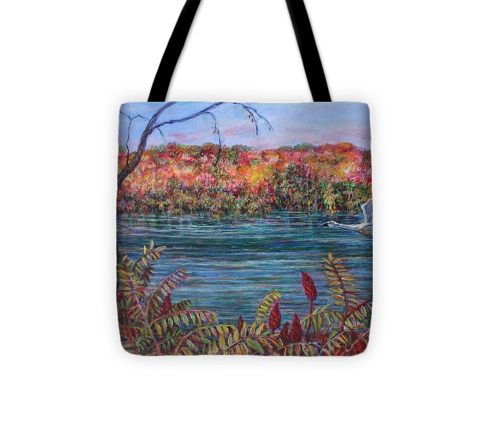Flying Swan Tote Bag featuring the painting Swan Lake by Veronica Cassell vaz