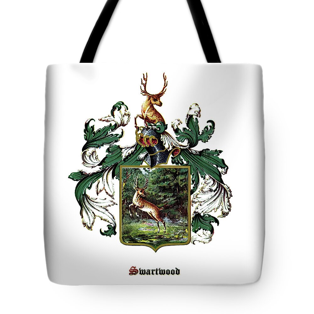 Swartwood Tote Bag featuring the photograph Swartwood Family Coat of Arms by Bill Swartwout