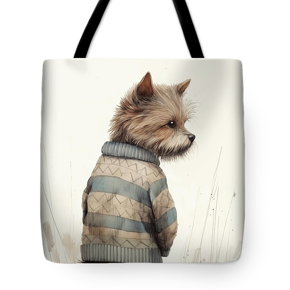 Sweater Dog Tote Bag featuring the painting Sweater Dog II by Mindy Sommers