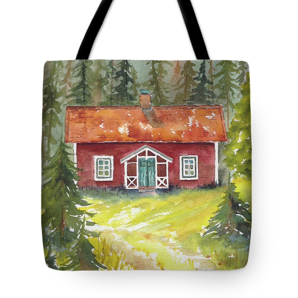  Tote Bag featuring the painting Swedish Cottage Summer by Pat Katz