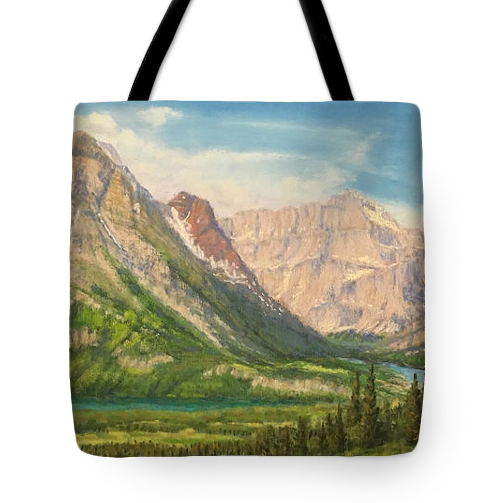 Swift Curren Valley Tote Bag featuring the pastel Swift Current Valley by Lee Tisch Bialczak