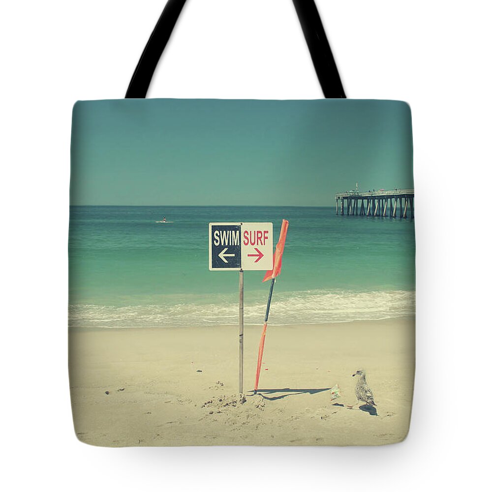 Hermosa Beach Tote Bag featuring the photograph Swim and Surf by Laurie Search