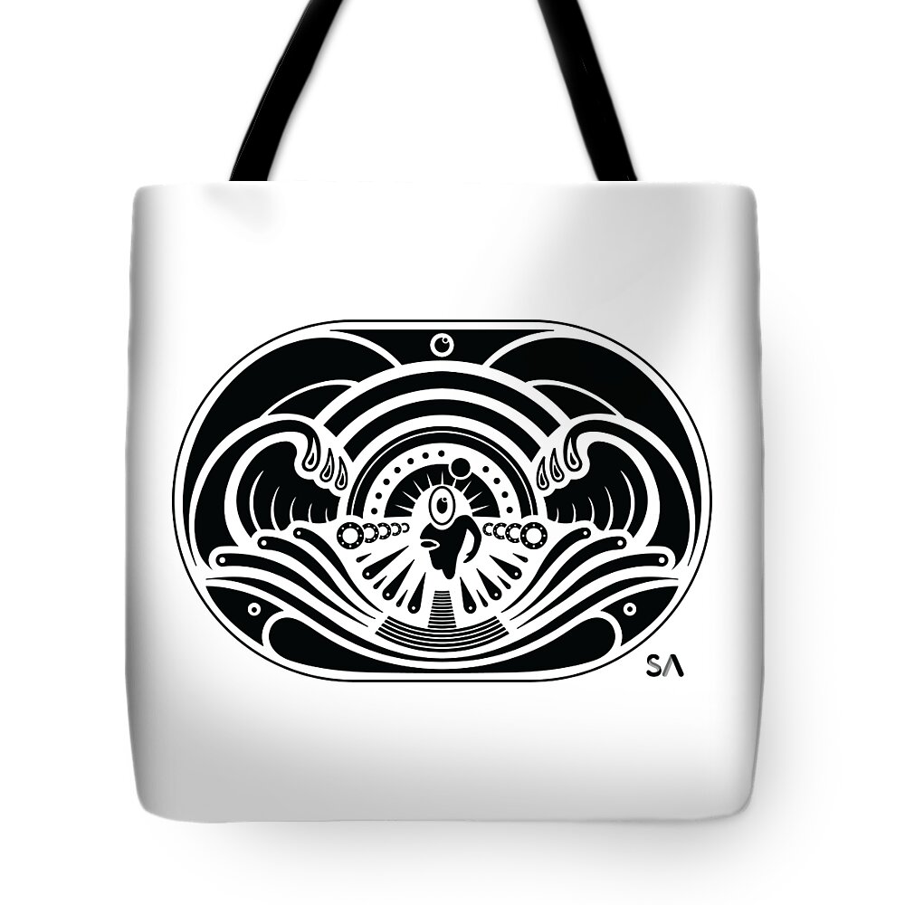 Black And White Tote Bag featuring the digital art Swimmer by Silvio Ary Cavalcante