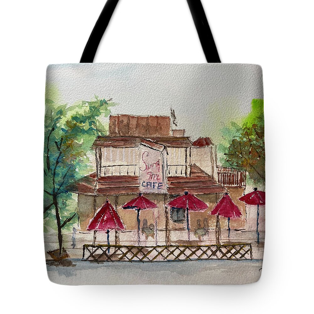 Swing Inn Tote Bag featuring the painting Swing Inn Cafe Temecula by Roxy Rich