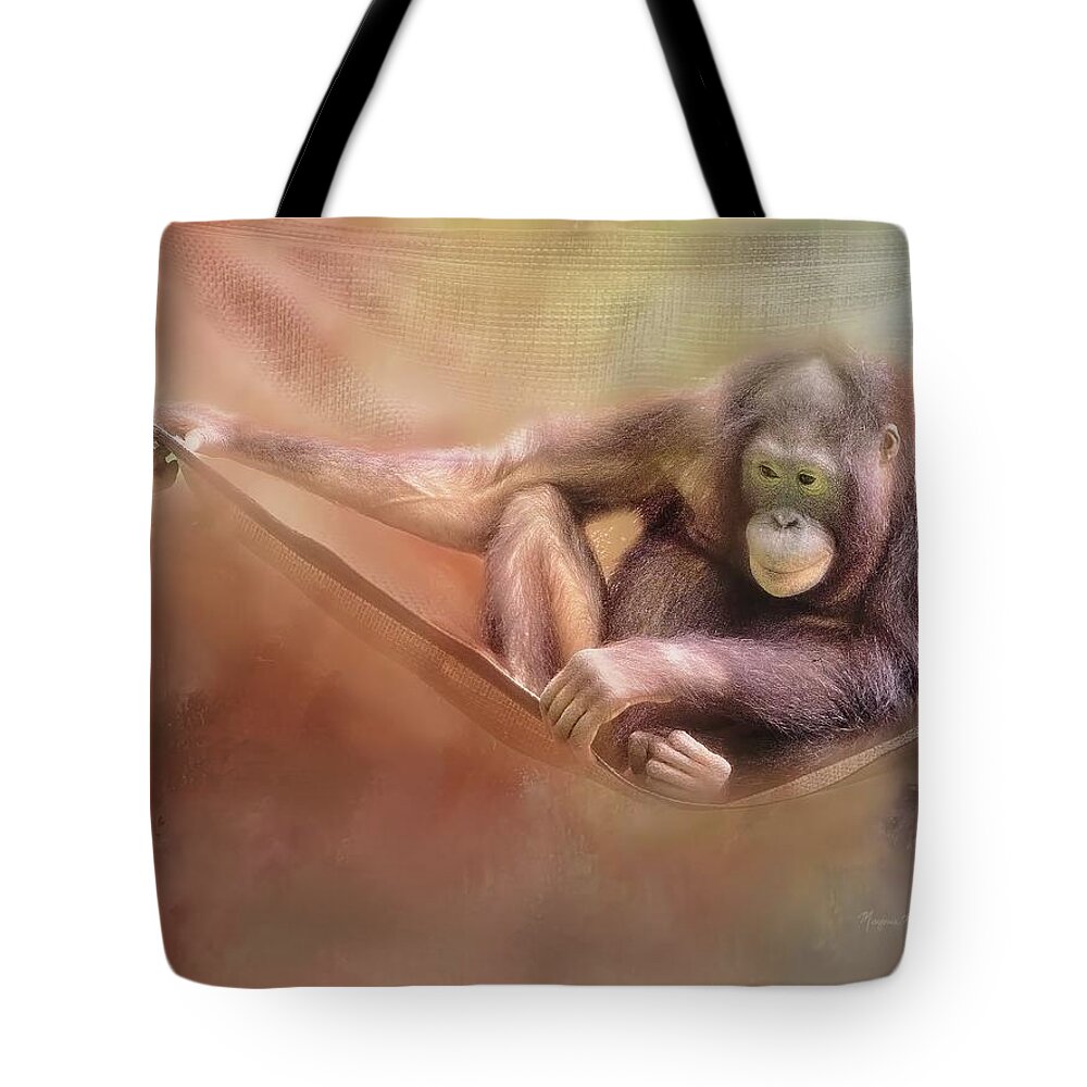  Ape Tote Bag featuring the photograph Swingin' by Marjorie Whitley