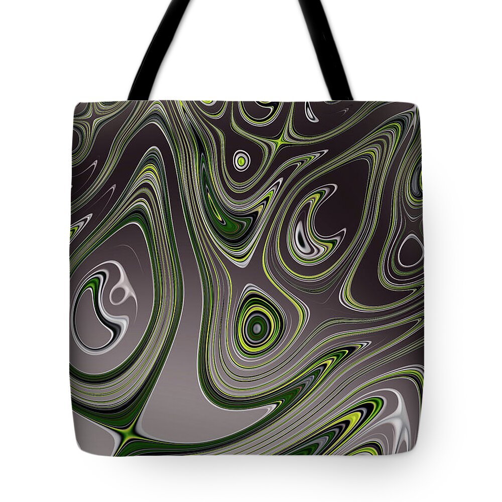 Abstract Tote Bag featuring the digital art Swirls of Green and Yellow by Manpreet Sokhi