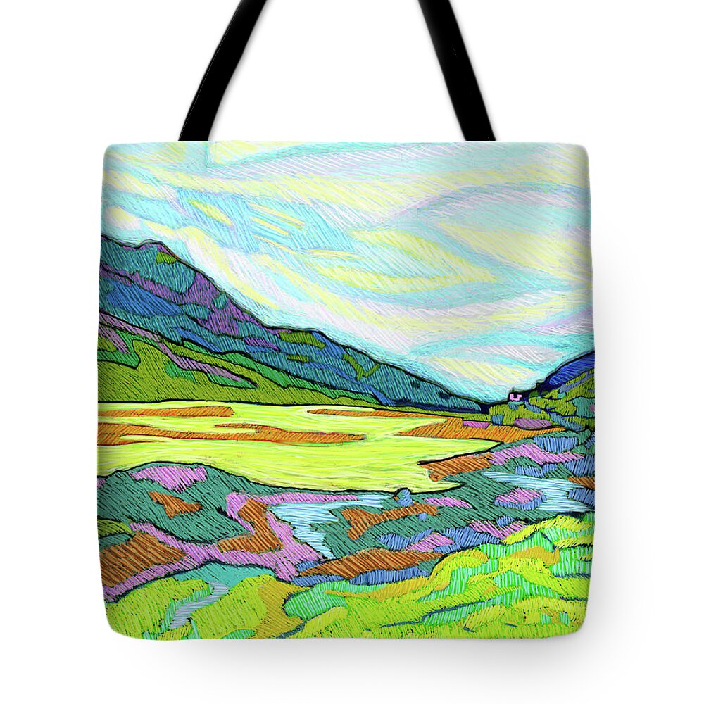 Switzerland Tote Bag featuring the painting Swiss Mountain Lake by Rod Whyte