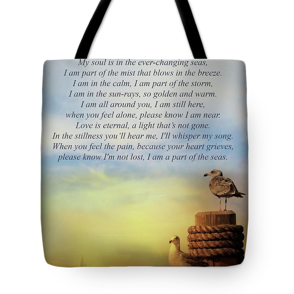 Sympathy Tote Bag featuring the photograph Sympathy Part of the Seas Burial at Sea of Sailor Fisherman Sympathy Card by Stephanie Laird