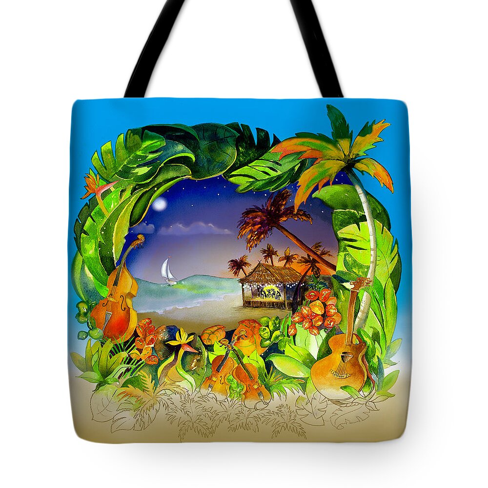 Key West Tote Bag featuring the painting Symphony By The Sea by Phyllis London