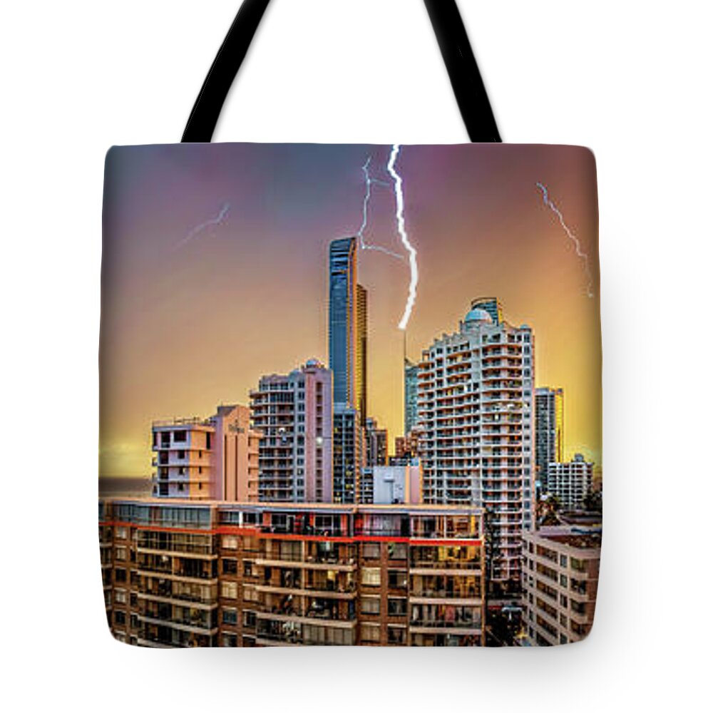 Lightning Strikes Tote Bag featuring the photograph Symphony Of Elements by Az Jackson