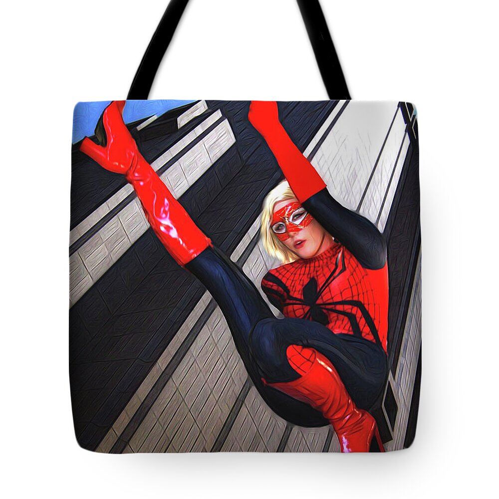 Spider Tote Bag featuring the photograph Take A Look Overhead by Jon Volden