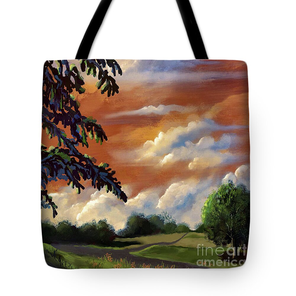 Sunset Tote Bag featuring the digital art Taking A Stroll At Dusk by Lois Bryan