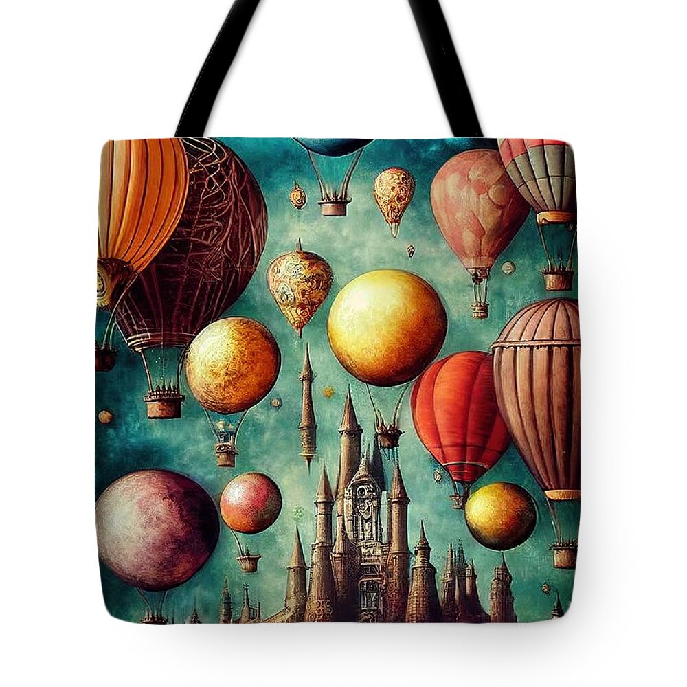Hot Air Balloons Tote Bag featuring the digital art Taking Flight #2 by Nickleen Mosher