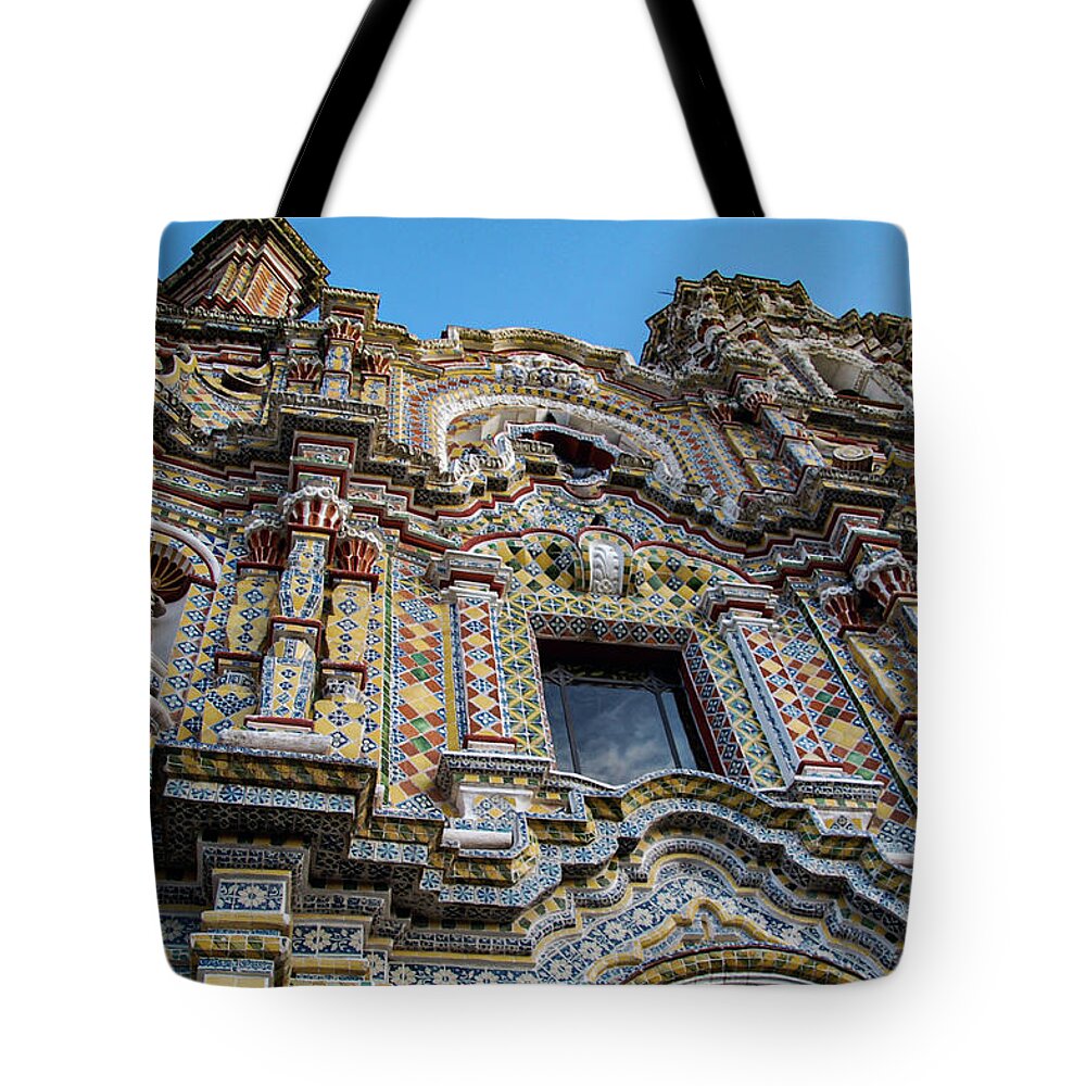 Templo San Francisco Acatepec Tote Bag featuring the photograph Talavera Temple by William Scott Koenig