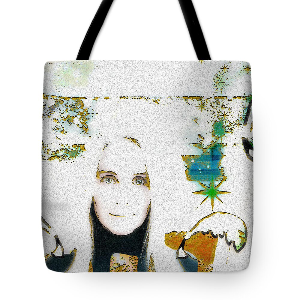 Abstract Tote Bag featuring the digital art Talking to Myself by Alexandra Vusir