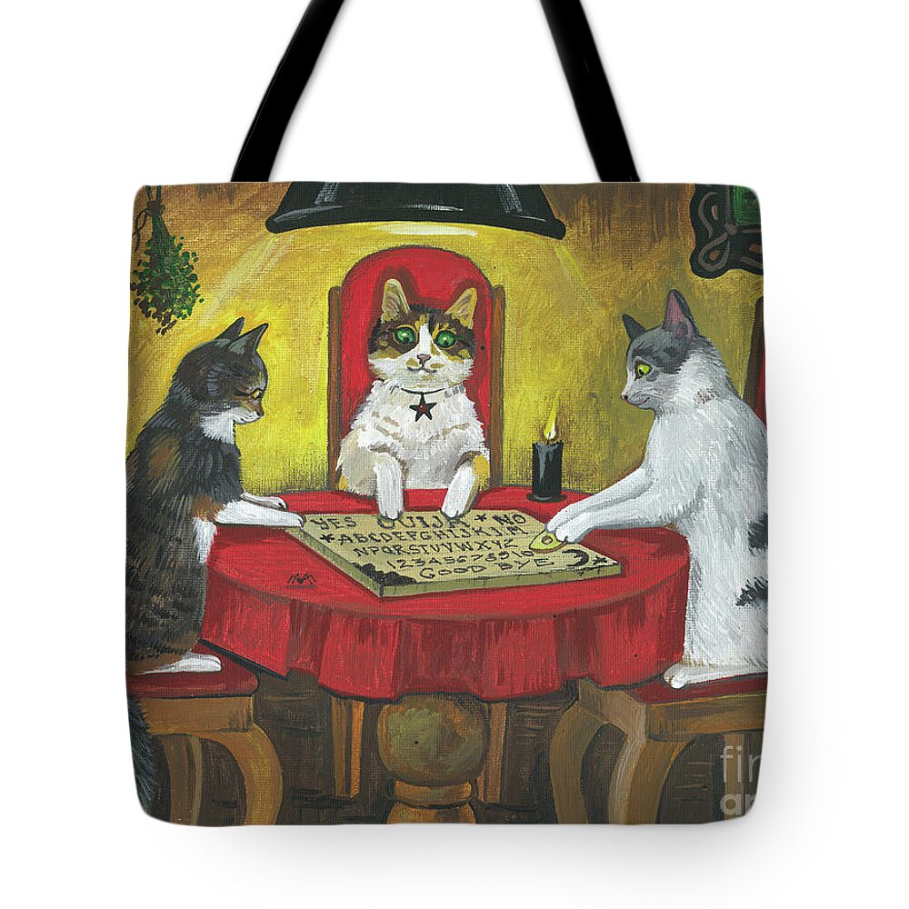 Print Tote Bag featuring the painting Talking To Spirits by Margaryta Yermolayeva