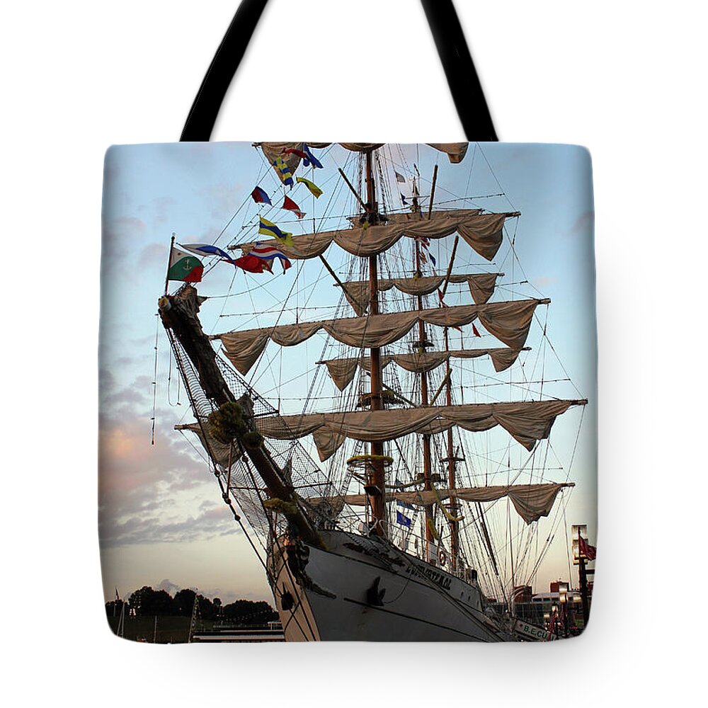 Baltimore Tote Bag featuring the photograph Tall Ship7646 by Carolyn Stagger Cokley