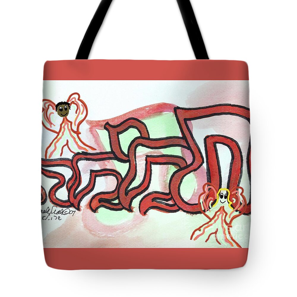 Tamima Tamim Pure Tote Bag featuring the painting TAMIMA an32 by Hebrewletters SL