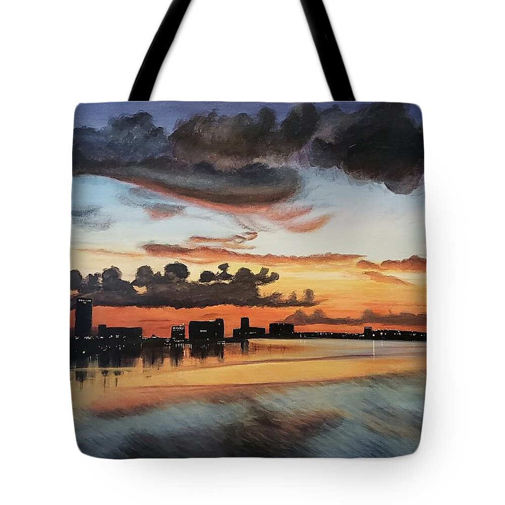 Seascape Tote Bag featuring the painting Tampa Bay Seascape by Alexis King-Glandon