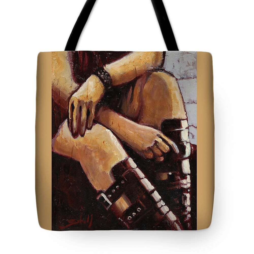 Gothic Tote Bag featuring the painting Tangence Centrale by Sv Bell