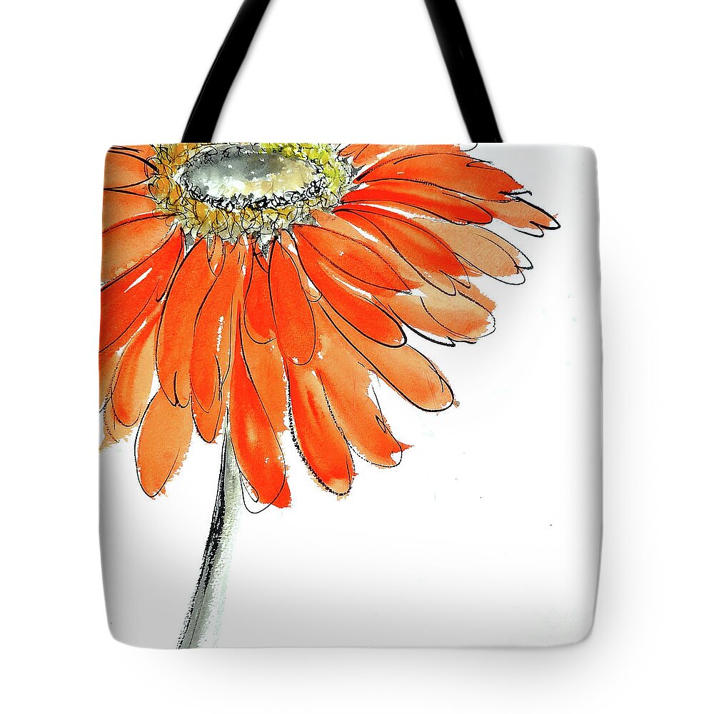 Original And Printed Watercolors Tote Bag featuring the painting Tangerine Grey III by Chris Paschke