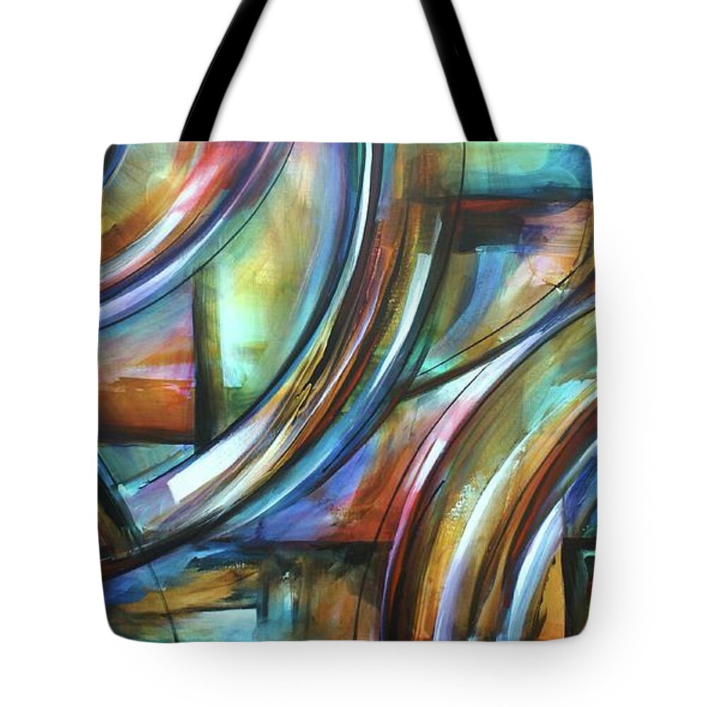 Abstract Tote Bag featuring the painting Tangibles by Michael Lang