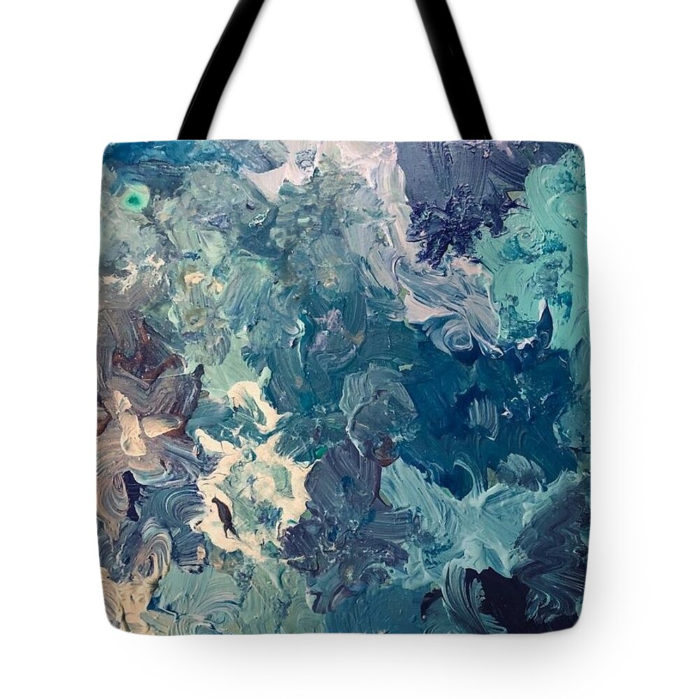 Blue Tote Bag featuring the painting Tangled Up in Blue by Leslie Porter