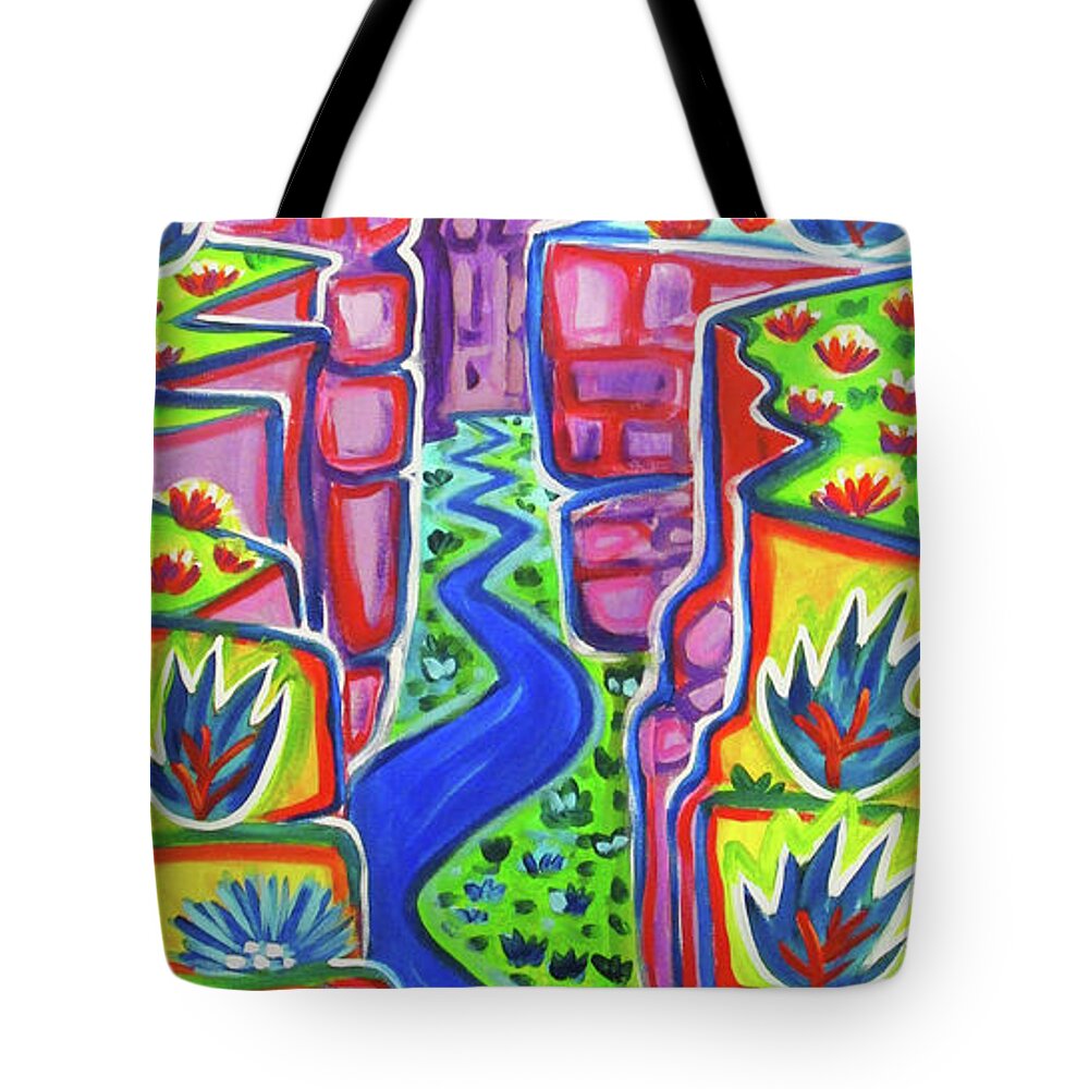 Rachel Houseman Tote Bag featuring the painting Taos Gorge Afterglow by Rachel Houseman