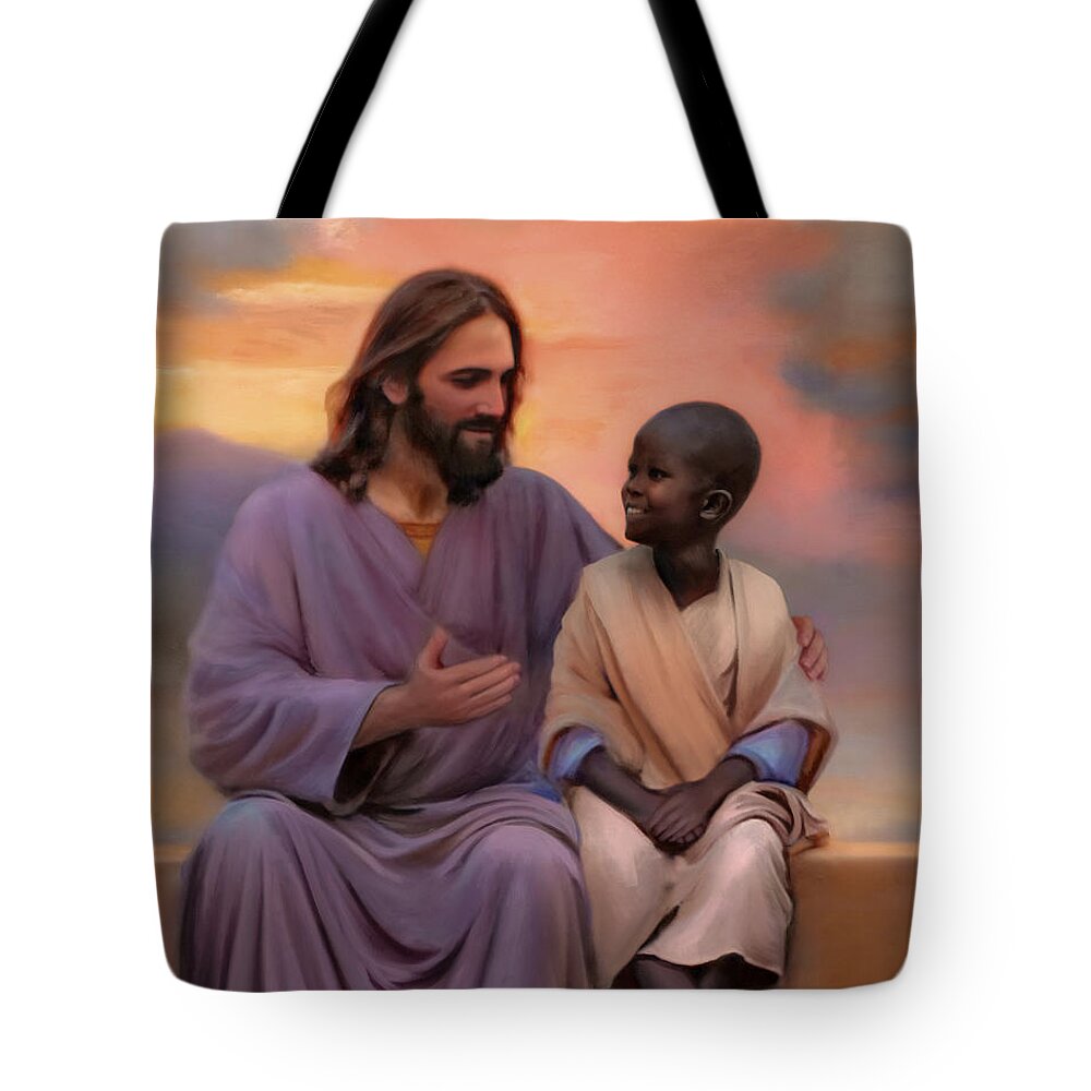Jesus Tote Bag featuring the painting Teachings of Jesus by Brent Borup