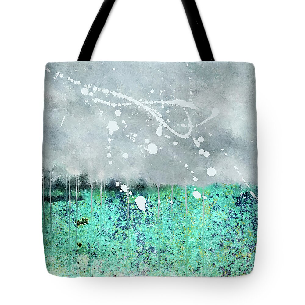 Teal Tote Bag featuring the mixed media Teal Rhapsody by Shawn Conn