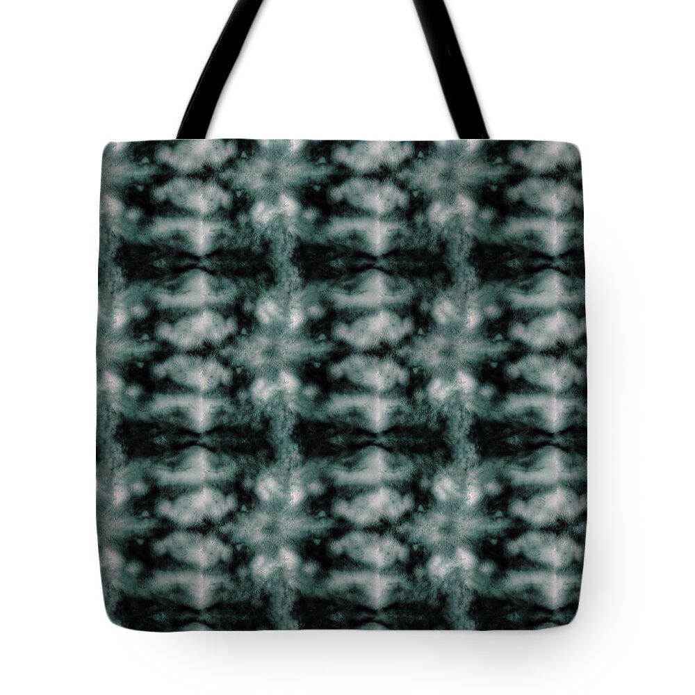 Shibori Tote Bag featuring the digital art Teal Shibori Dyed Pattern by Sand And Chi