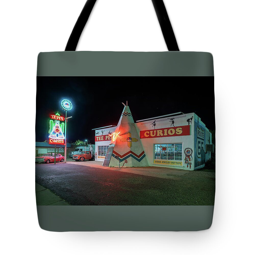 New Mexico Tote Bag featuring the photograph Tee Pee Curios by Tim Stanley