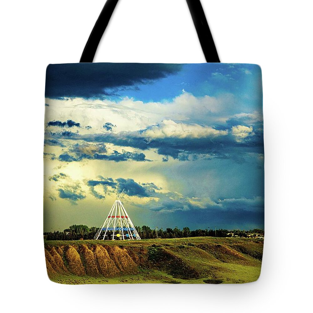 Teepee Tote Bag featuring the photograph Teepee Clouds by Darcy Dietrich