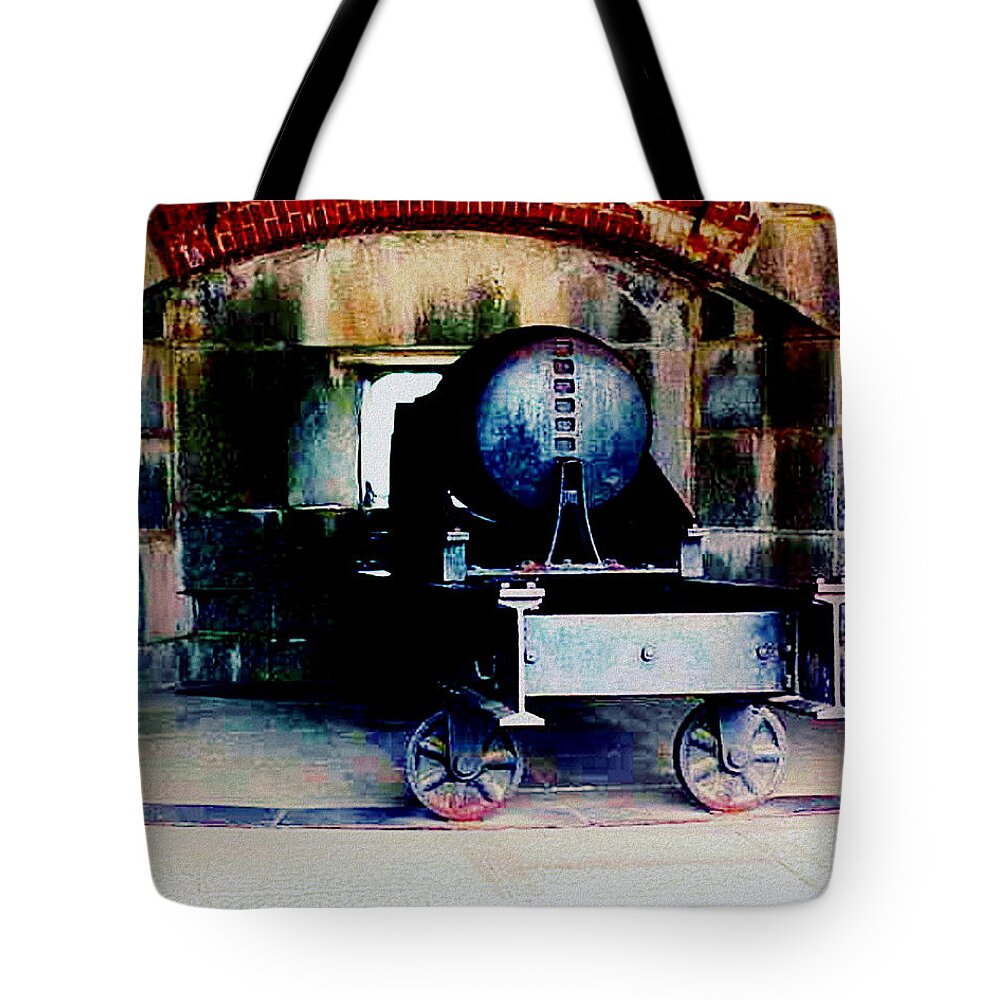 Prospect. Maine Tote Bag featuring the digital art Ten Inch Rodman Cannon by Cliff Wilson