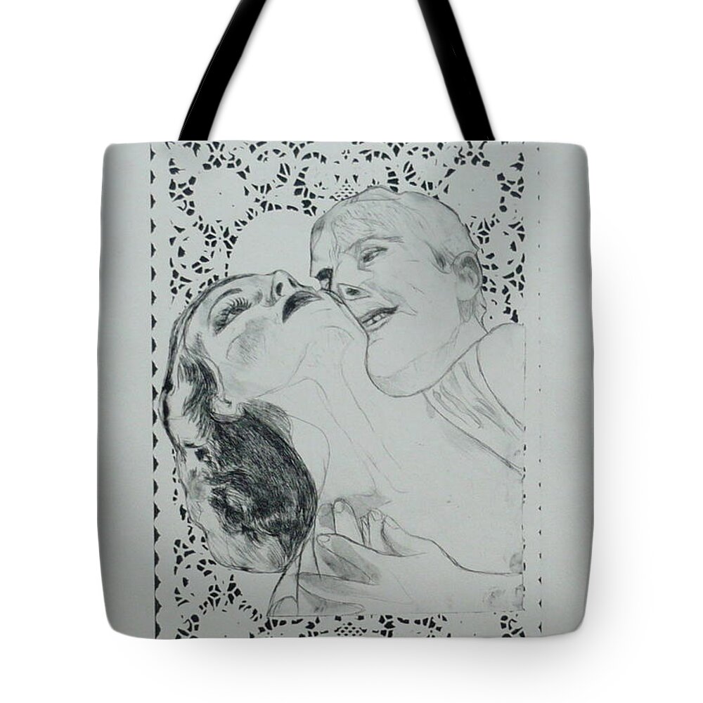Couple Tote Bag featuring the mixed media Masks of Tenderness I by Galya Tarmu