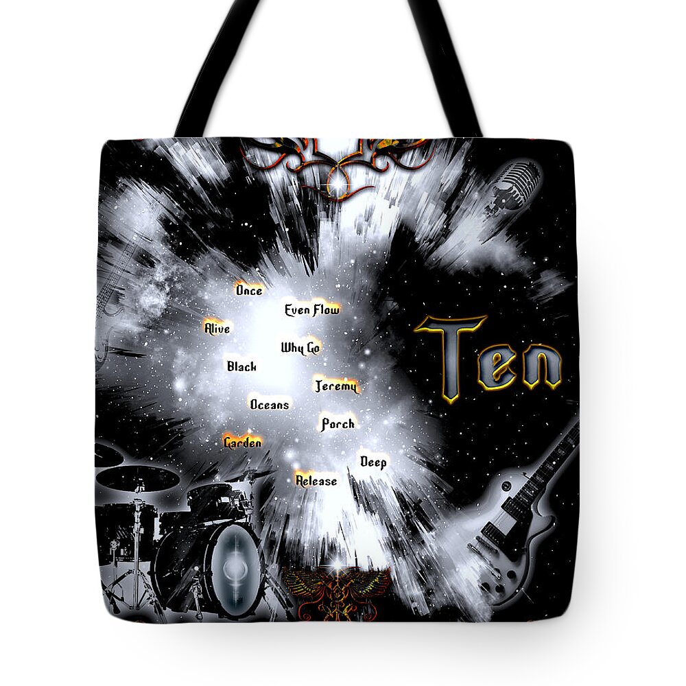 Ten Tote Bag featuring the digital art Ten by Michael Damiani