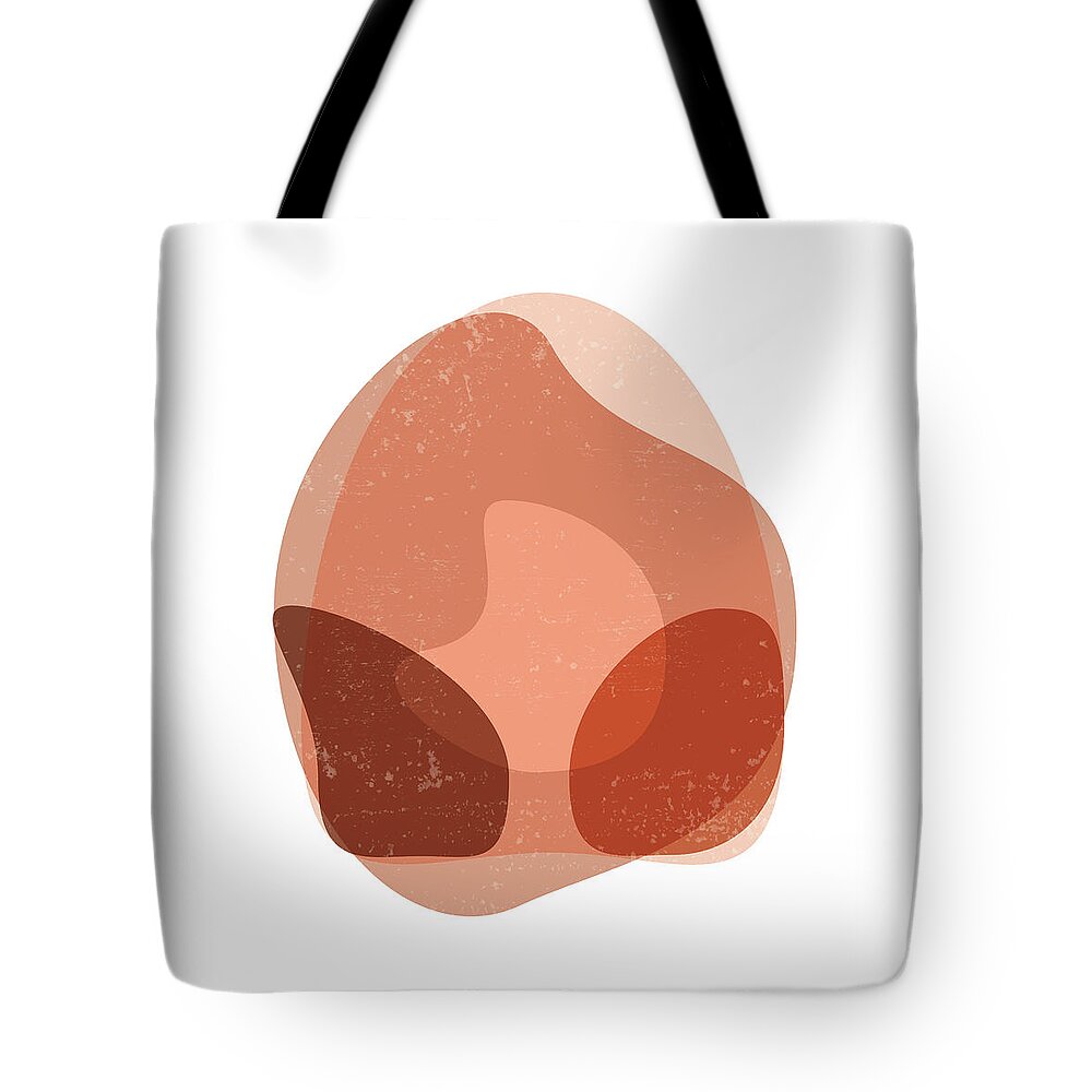 Terracotta Tote Bag featuring the mixed media Terracotta Abstract 15 - Modern, Contemporary Art - Abstract Organic Shapes - Brown, Burnt Orange by Studio Grafiikka
