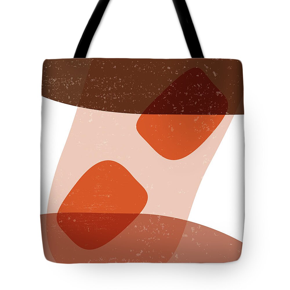 Terracotta Tote Bag featuring the mixed media Terracotta Abstract 30 - Modern, Contemporary Art - Abstract Organic Shapes - Brown, Burnt Orange by Studio Grafiikka