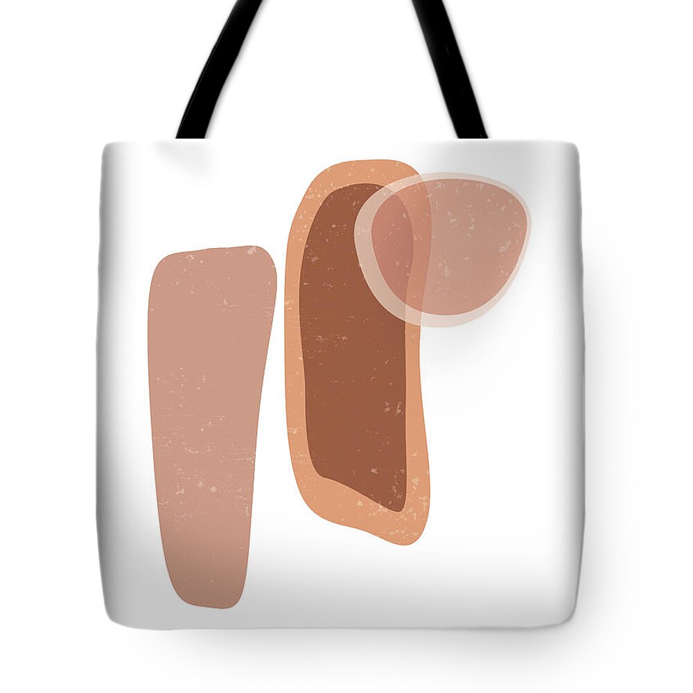 Terracotta Tote Bag featuring the mixed media Terracotta Abstract 53 - Modern, Contemporary Art - Abstract Organic Shapes - Minimal - Brown by Studio Grafiikka