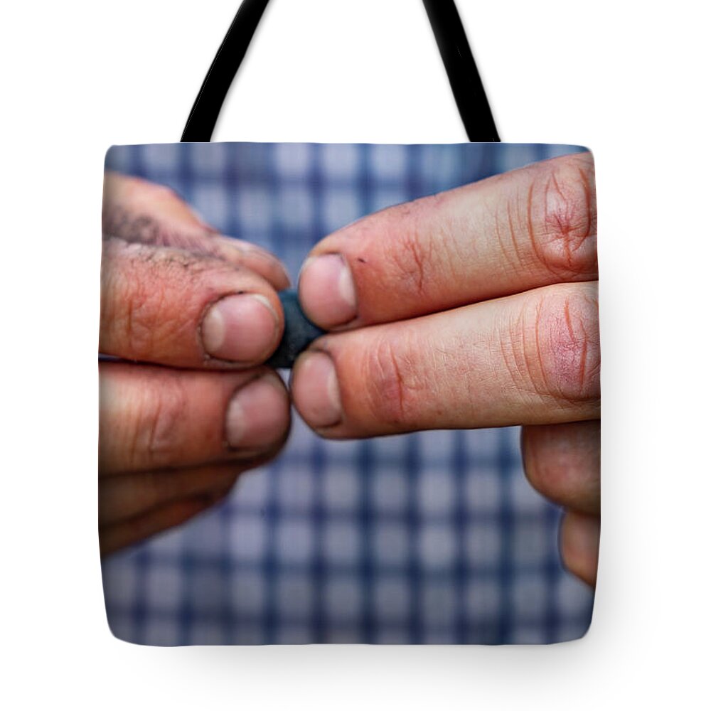 Tuscany Tote Bag featuring the photograph Testing the Grape by Marian Tagliarino