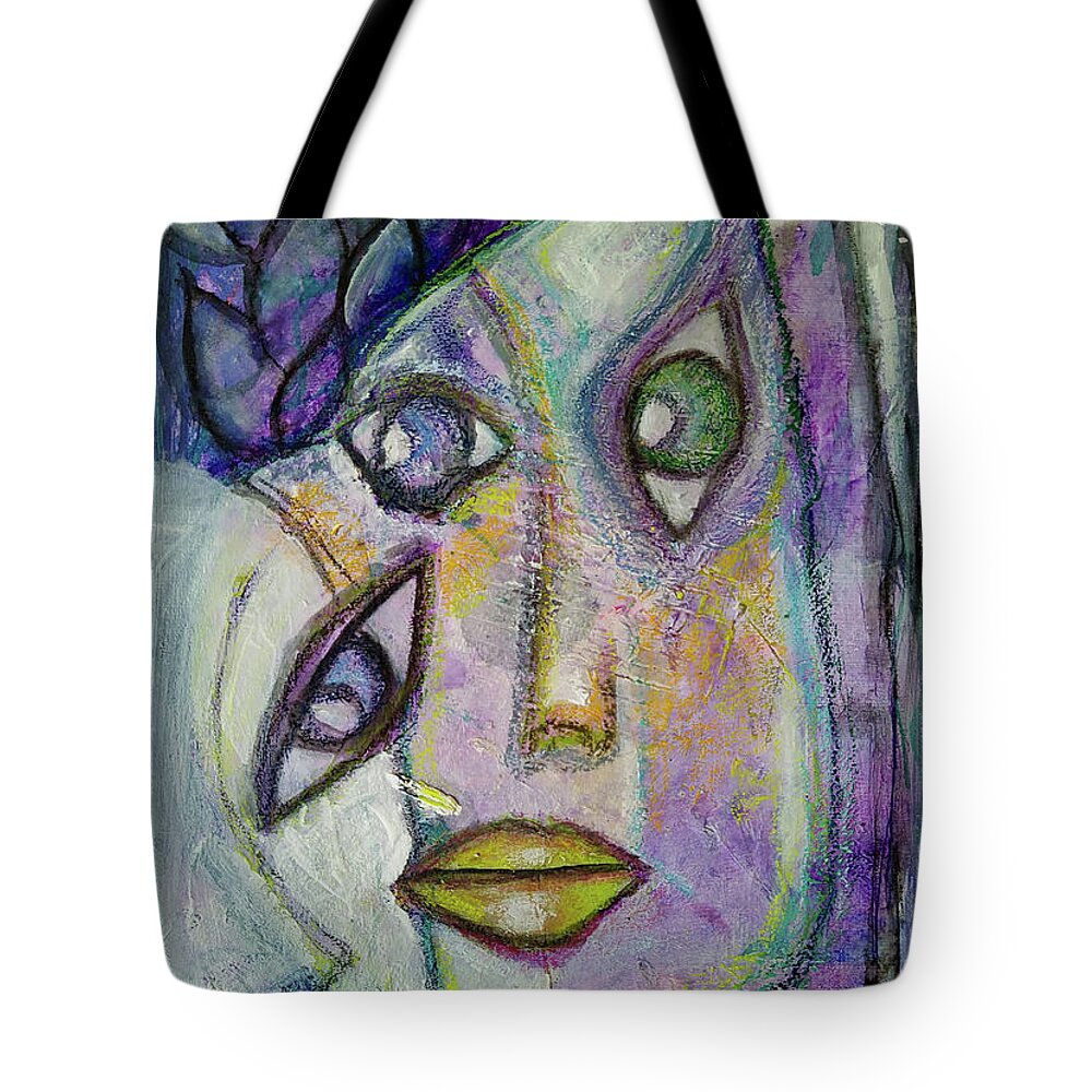 Tete A Tete Tote Bag featuring the mixed media Tete a Tete by Mimulux Patricia No