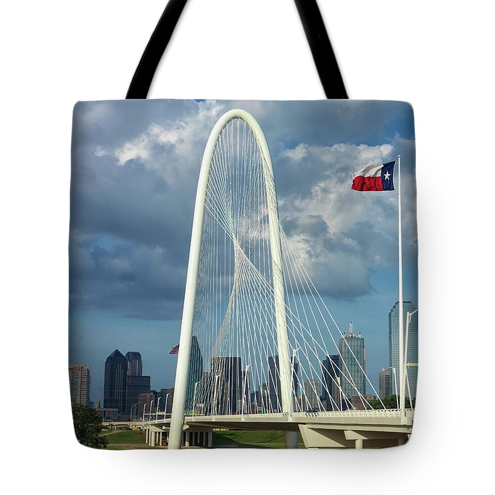 Cityscape Tote Bag featuring the photograph Texas Flag on a Windy Day by Diana Mary Sharpton