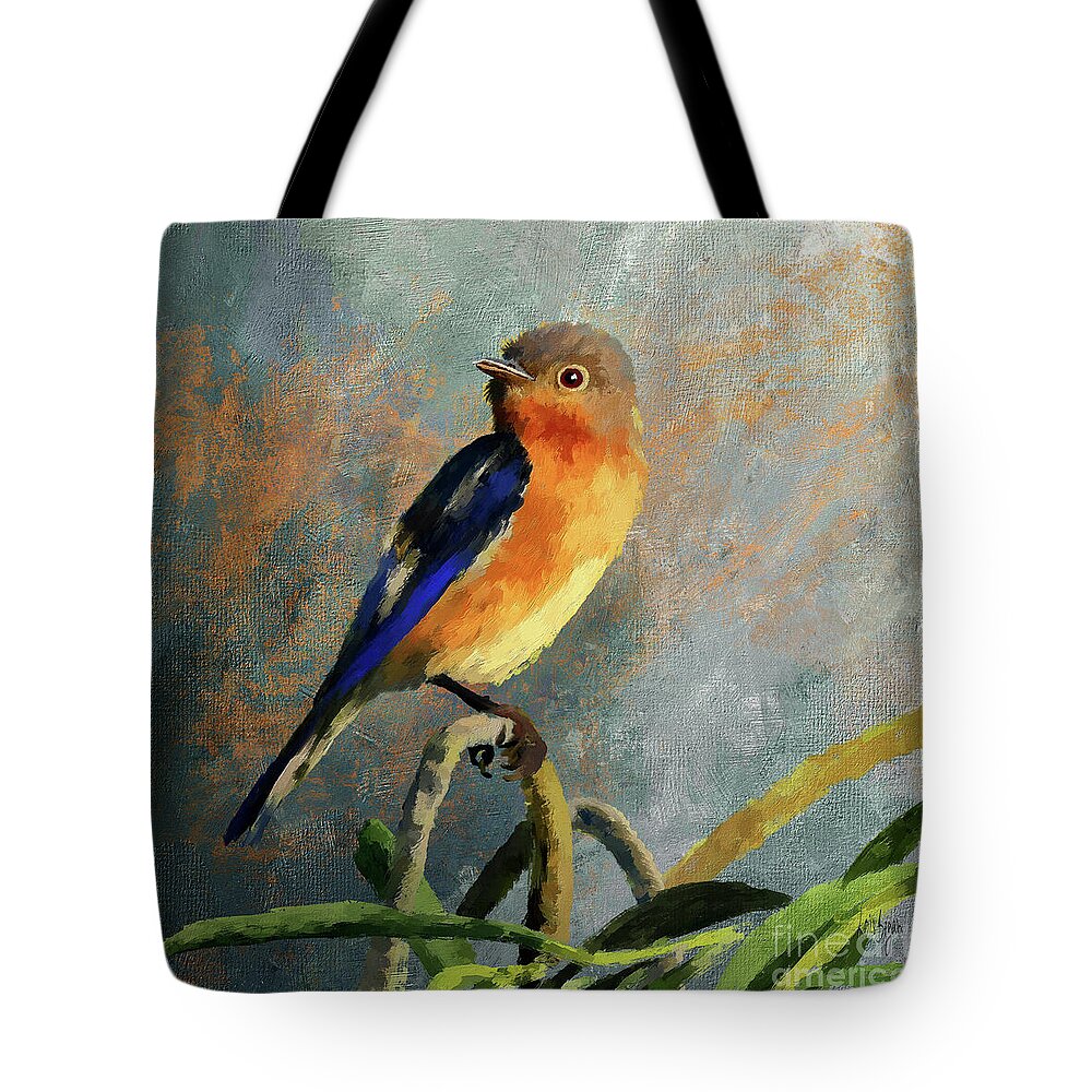 Bluebird Tote Bag featuring the digital art Thanks Mom by Lois Bryan