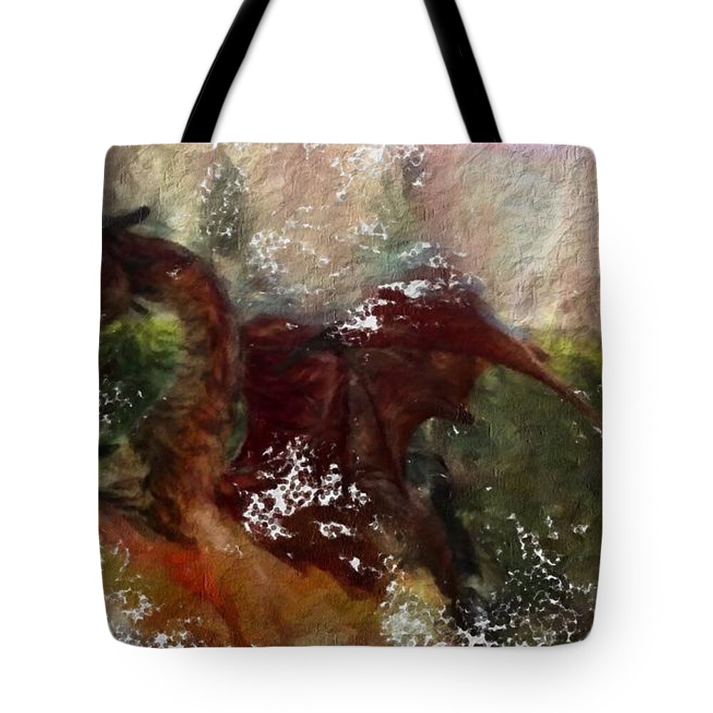 Dragon Tote Bag featuring the photograph Thar b Dragons by Kathryn Alexander MA