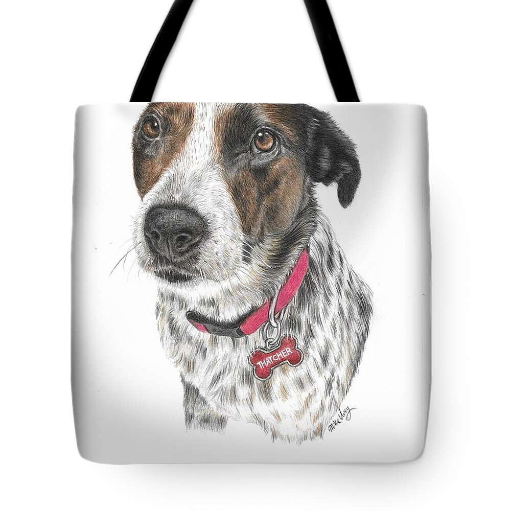 Pet Tote Bag featuring the drawing Thatcher by Mike Ivey