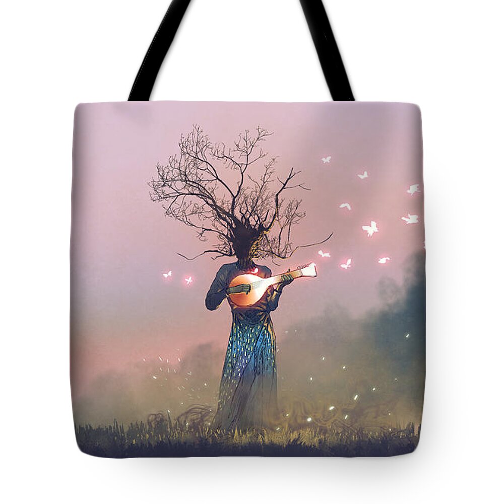 Illustration Tote Bag featuring the painting The Aesthetics of Nature by Tithi Luadthong