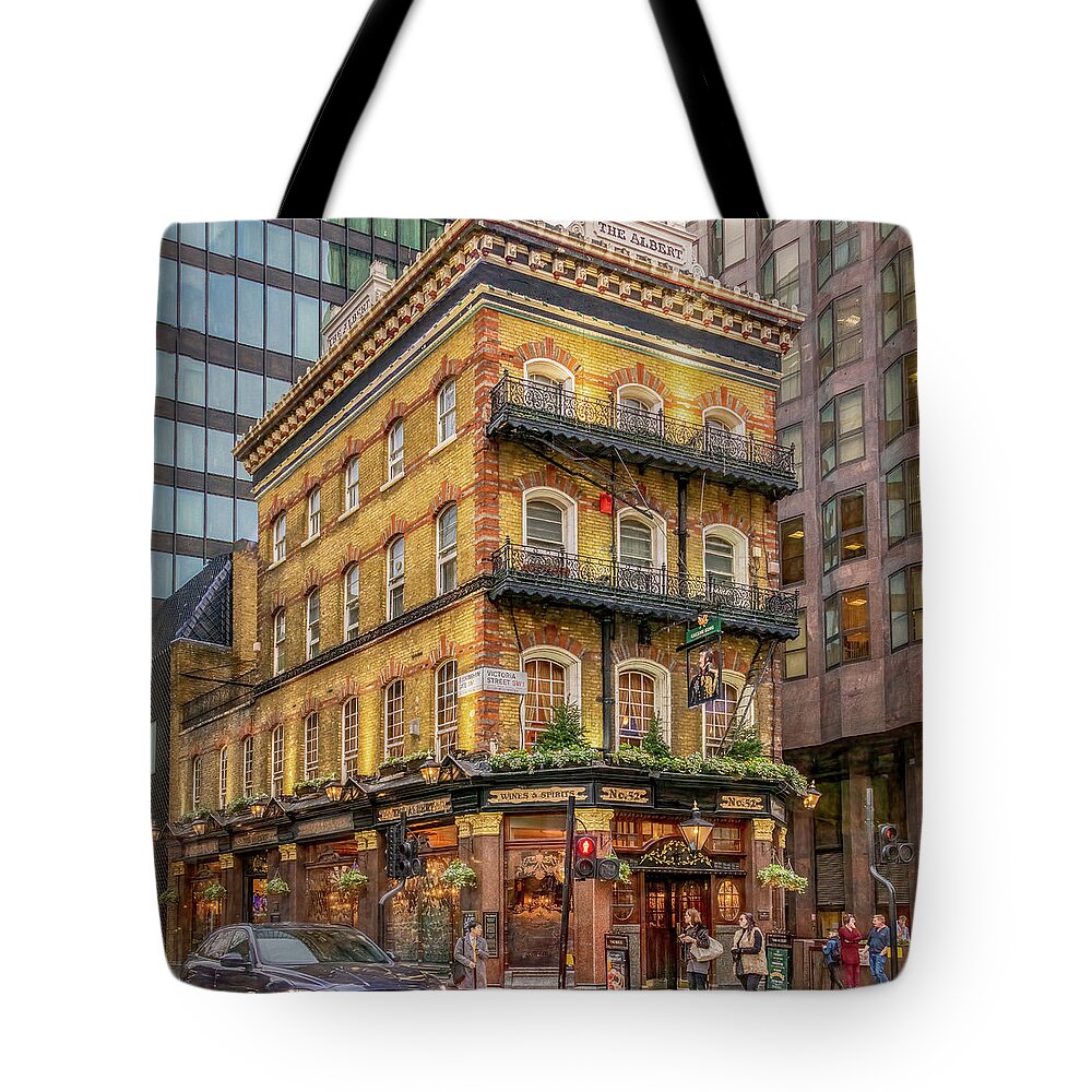 Prince Albert Tote Bag featuring the photograph The Albert Pub, London by Marcy Wielfaert