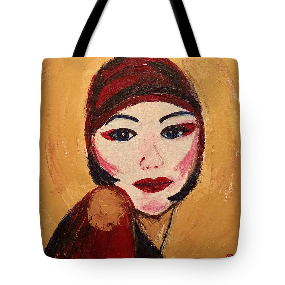 Portrait Tote Bag featuring the painting The Art of 50 by Ela Jane Jamosmos