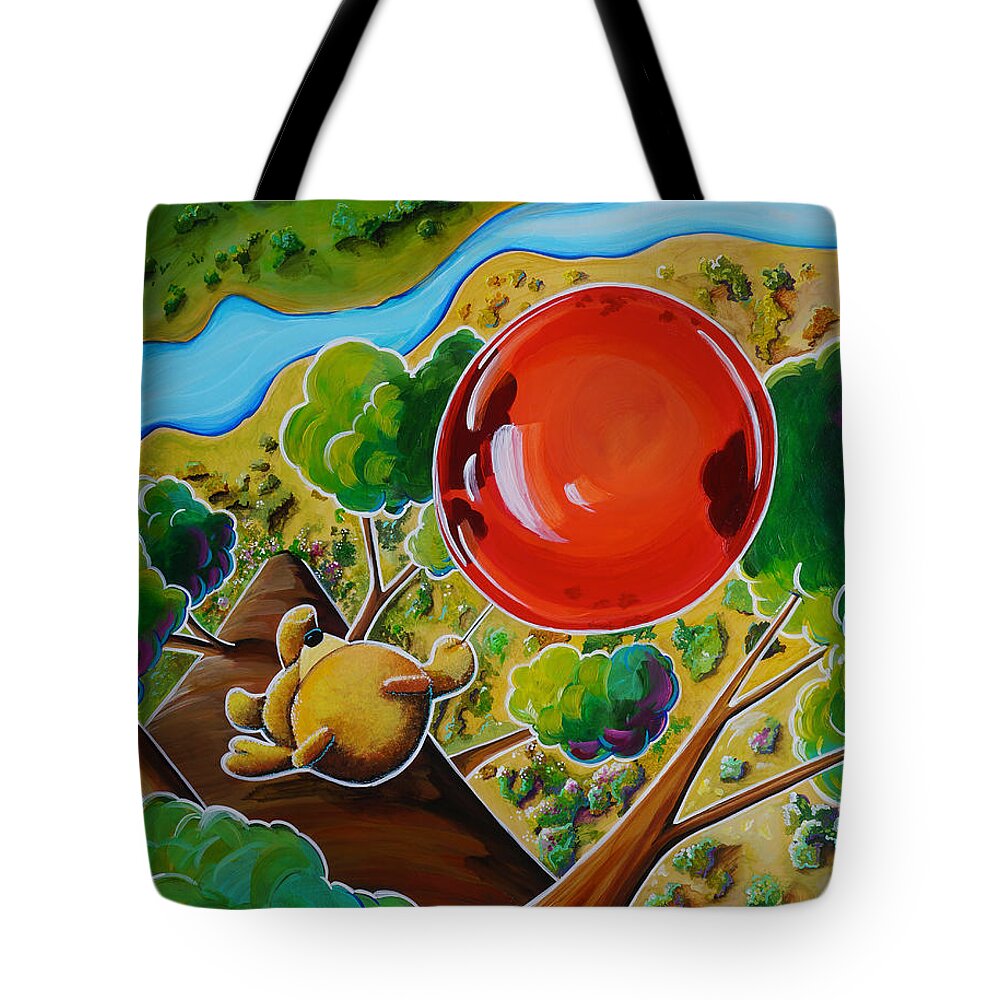 Winnie The Pooh Tote Bag featuring the painting The Balloon Ride by Cindy Thornton